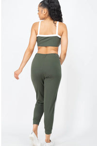 Thumbnail for Side Striped Crop Top and Leggings Sets (CAPELLA)