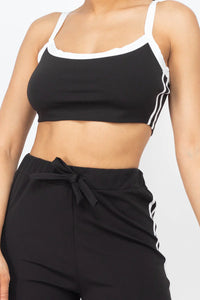 Thumbnail for Side Striped Crop Top and Leggings Sets (CAPELLA)