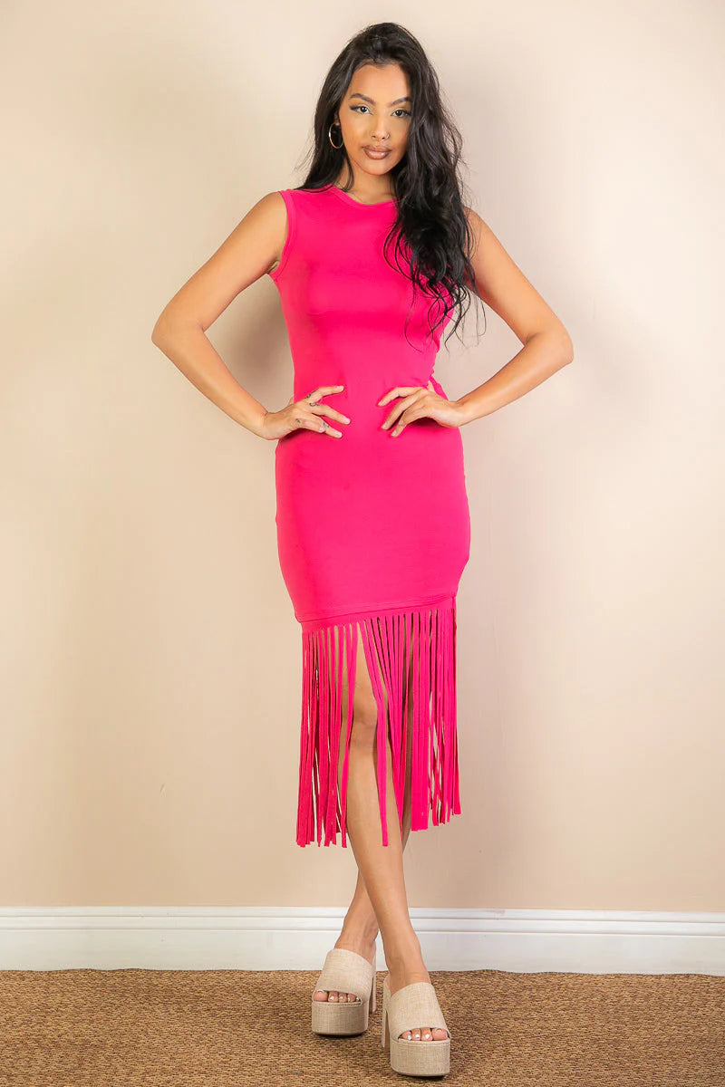 Sleeveless Fringe Midi Dress (CAPELLA)