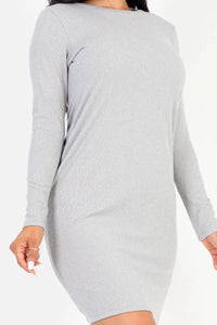 Thumbnail for Ribbed Long Sleeve Midi Dress (CAPELLA)