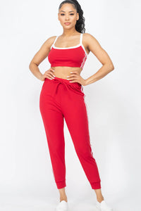 Thumbnail for Side Striped Crop Top and Leggings Sets (CAPELLA)