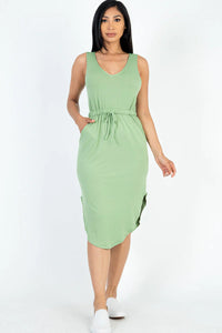 Thumbnail for DRAWSTRING SLEEVELESS MIDI DRESS (CAPELLA)