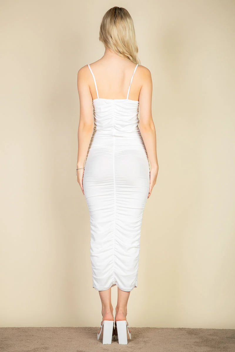 Cami Ruched Bodycon Midi Dress (CAPELLA)