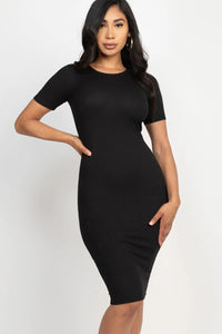 Thumbnail for Ribbed Bodycon Midi Dress (CAPELLA)