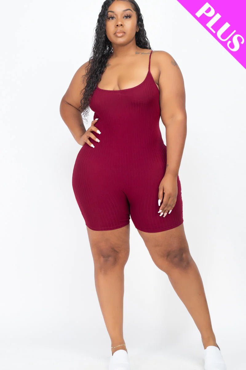 Plus Ribbed Bodycon Romper (CAPELLA)