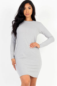 Thumbnail for Ribbed Long Sleeve Midi Dress (CAPELLA)