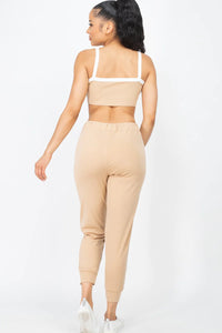 Thumbnail for Side Striped Crop Top and Leggings Sets (CAPELLA)