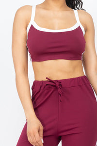 Thumbnail for Side Striped Crop Top and Leggings Sets (CAPELLA)