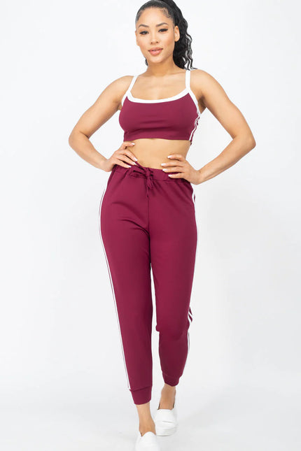 Side Striped Crop Top and Leggings Sets (CAPELLA)