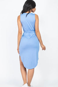 Thumbnail for DRAWSTRING SLEEVELESS MIDI DRESS (CAPELLA)