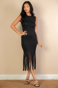 Thumbnail for Sleeveless Fringe Midi Dress (CAPELLA)