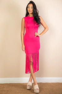 Thumbnail for Sleeveless Fringe Midi Dress (CAPELLA)