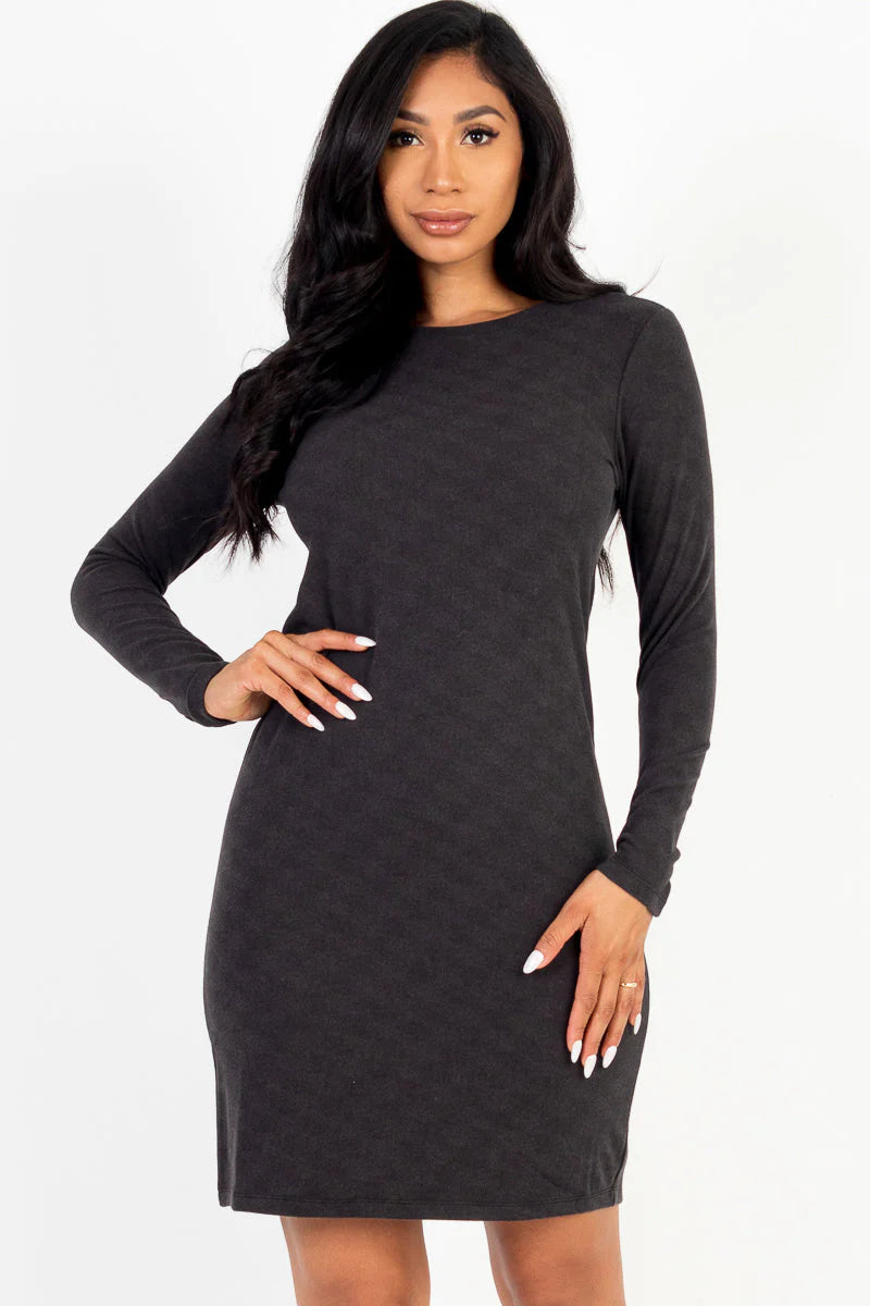 Ribbed Long Sleeve Midi Dress (CAPELLA)