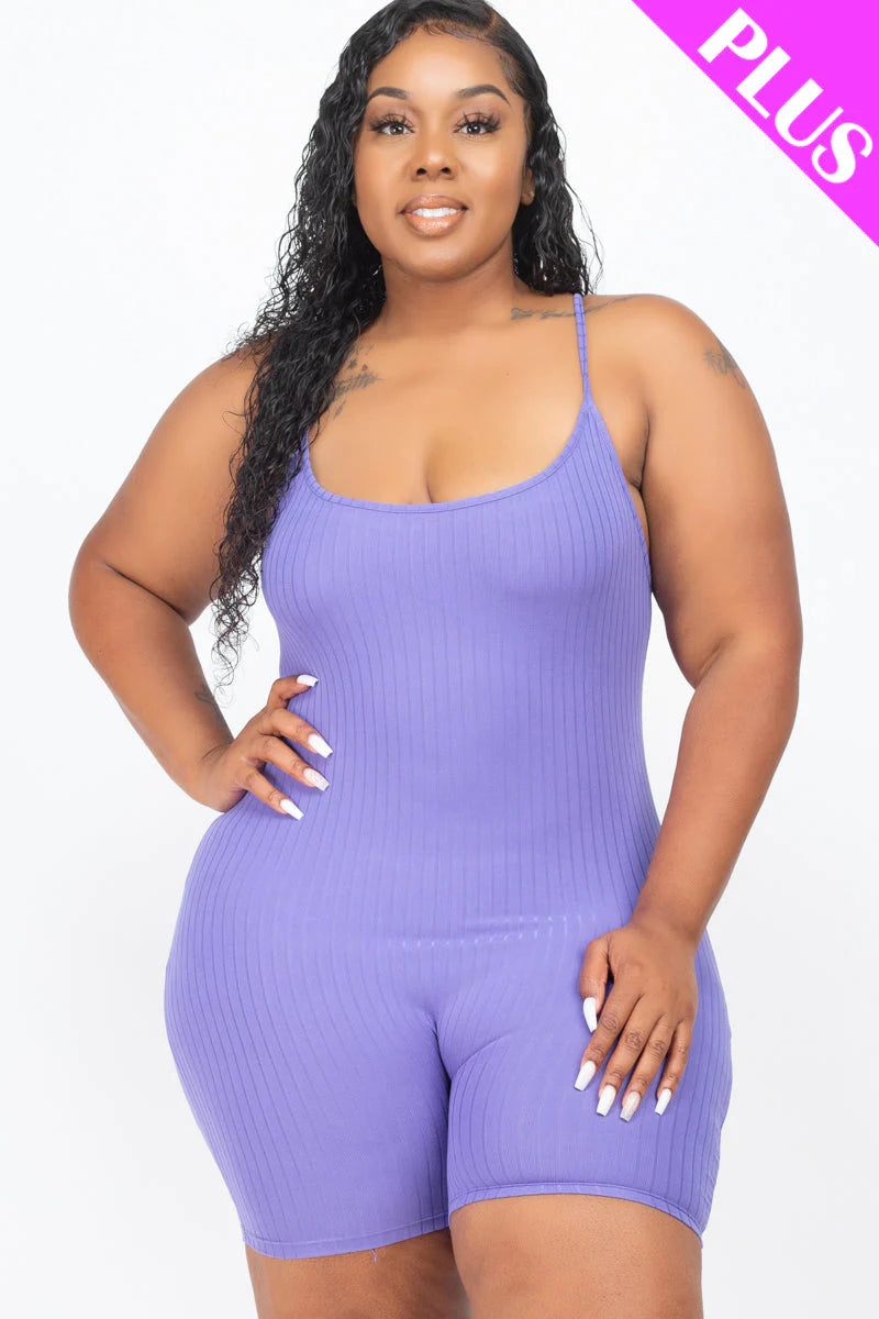 Plus Ribbed Bodycon Romper (CAPELLA)