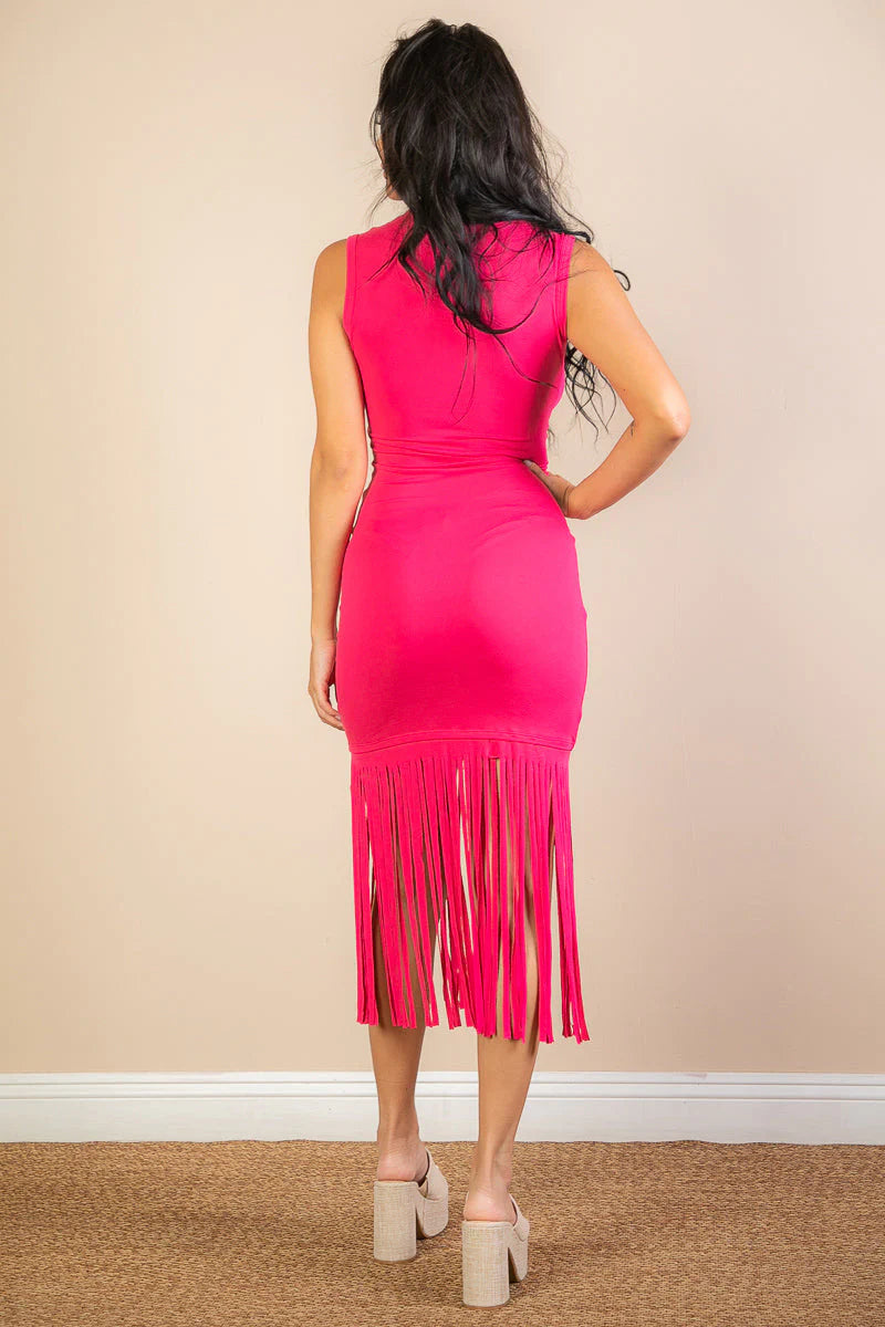 Sleeveless Fringe Midi Dress (CAPELLA)