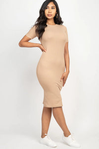 Thumbnail for Ribbed Bodycon Midi Dress (CAPELLA)