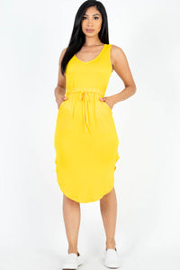 Thumbnail for DRAWSTRING SLEEVELESS MIDI DRESS (CAPELLA)