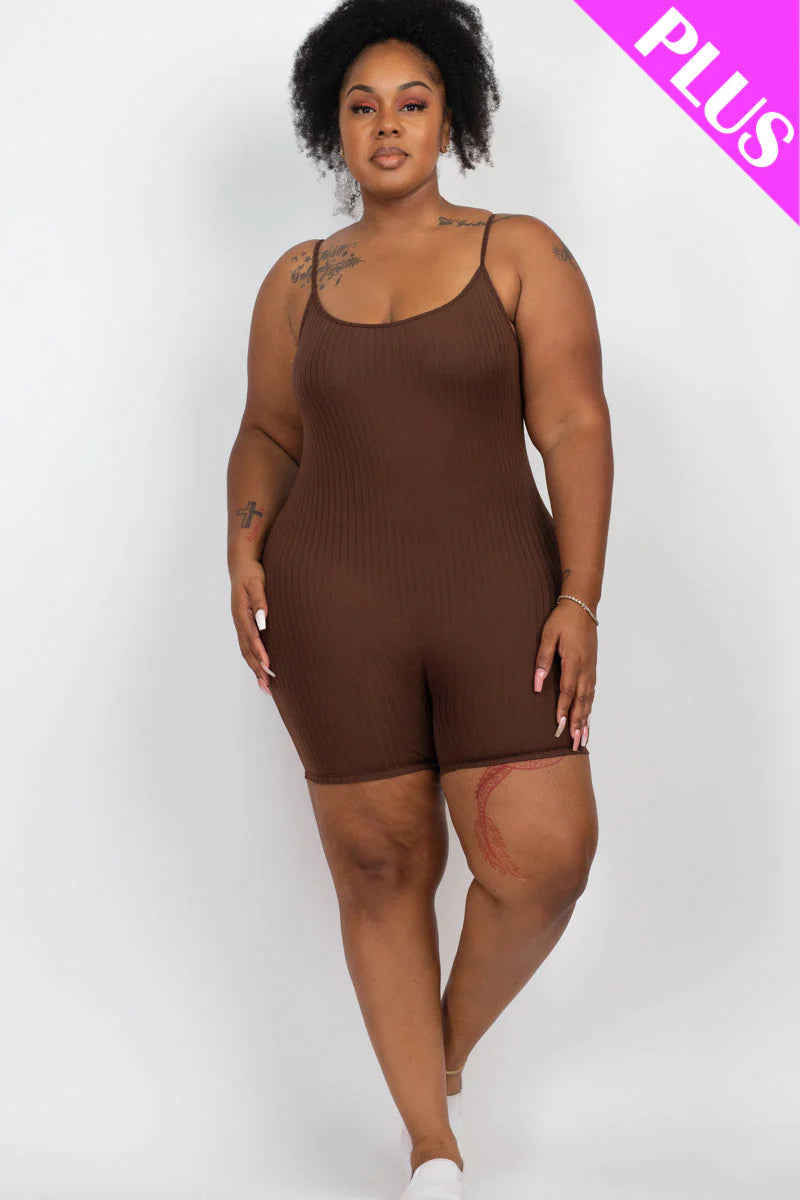 Plus Ribbed Bodycon Romper (CAPELLA)