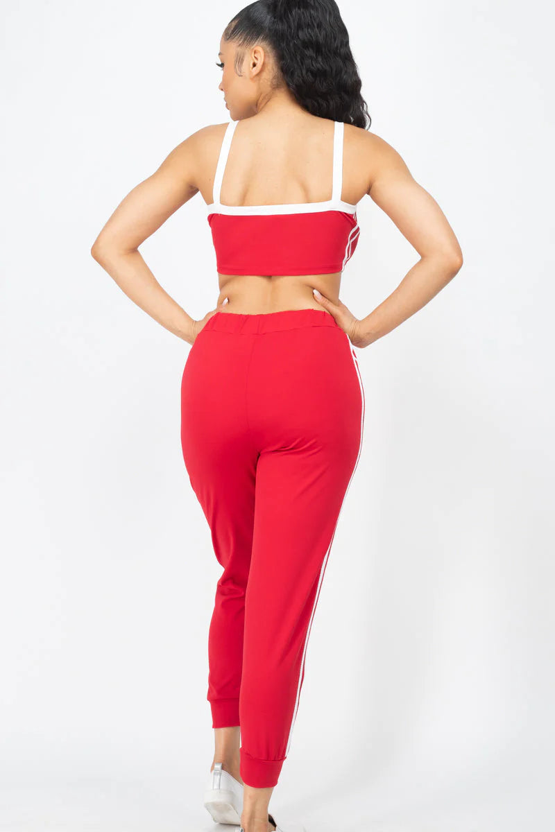 Side Striped Crop Top and Leggings Sets (CAPELLA)