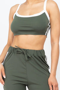 Thumbnail for Side Striped Crop Top and Leggings Sets (CAPELLA)